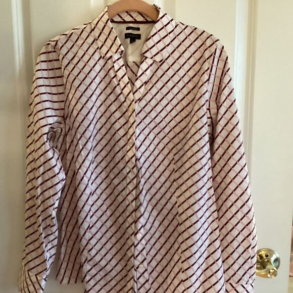 Talbots | Tops | Nwot Talbots Brand Womens 8 Ls Blouse Whitewwine And ...